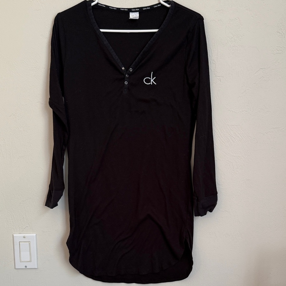 Calvin Klein Black Thermal Sleepwear Dress/Tunic